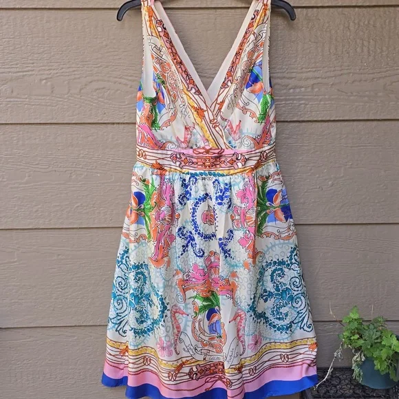 Anthropologie Collette Dinnigan Acionna seahorse print silk dress 8 - Picture 6 of 13
